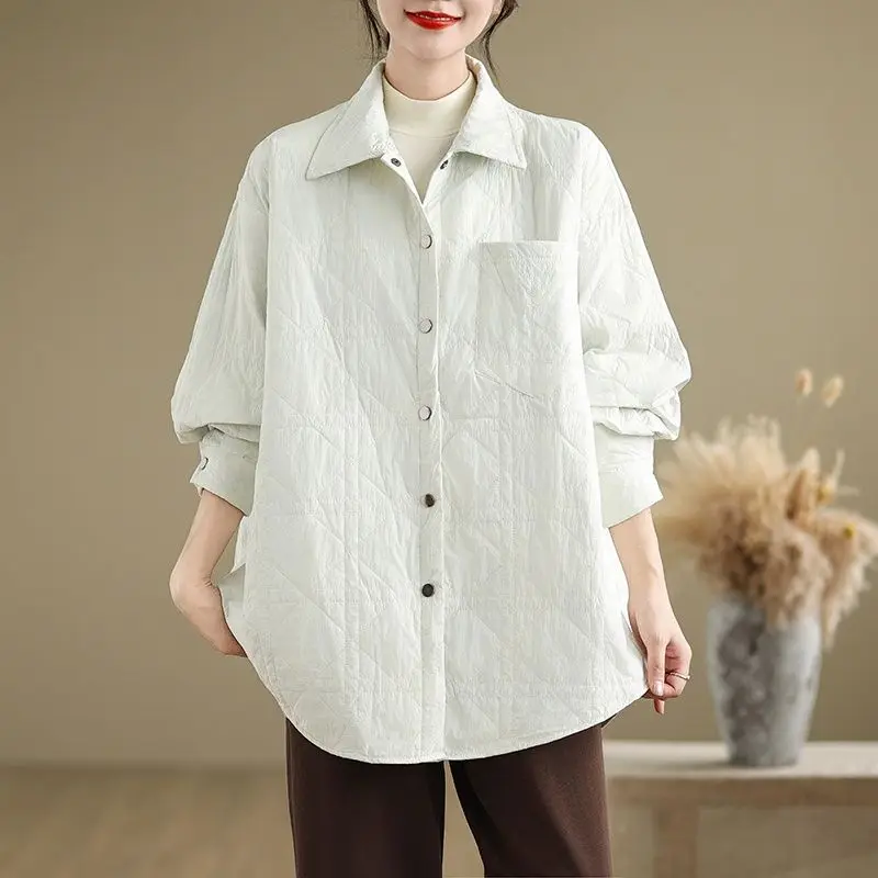 Damskie lekkie kurtki i koszule w stylu vintage, casual, koreańskim, jednolite, zimowe, artystyczne ubrania damskie E12421