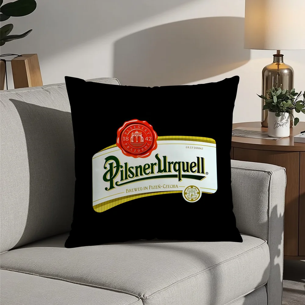 P-Pilsner-U-UrquellS beer brand logo Pillow Case Plush Fabric Soft  Pillowcase Double Sided Print Cushion Cover Household Gifts