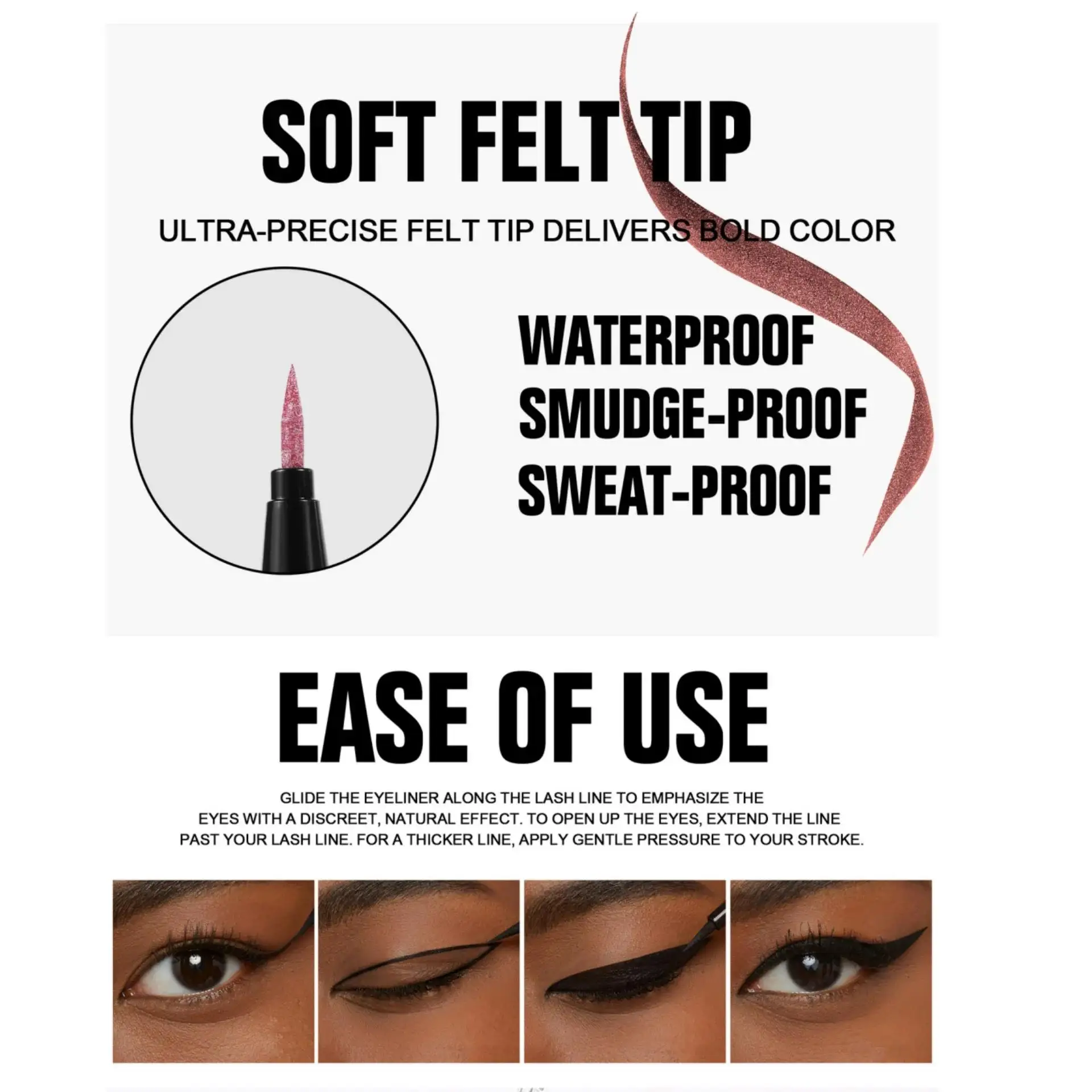 メタリックシマーリキッドアイライナー防水汚れ防止鮮やかなグリッターピンクブルーパープルロングウェアイメイクアップペンシル