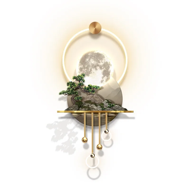

3D three-dimensional entrance decorative painting, led wall lamp at the end of the