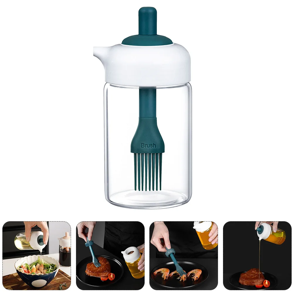 

1Pcs Press Type Glass Oil Bottle Dispenser with Brush Handle for Kitchen Vinegar Oil Soy Sauce Bbq and Cooking Storage