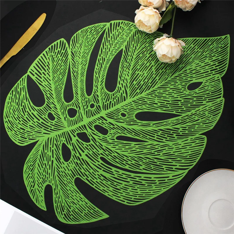 Hollowed-Out Leaf Place Mats for Dining Table Mats for Holiday Party Wedding Accent Centerpiece Dinner Table Decoration