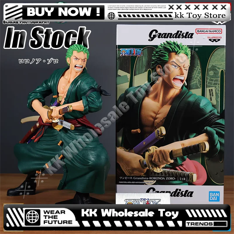 

In Stock Bandai Original Banpresto Anime ONE PIECE Grandista Roronoa Zoro PVC Action Figure Model Collector Toy Customized