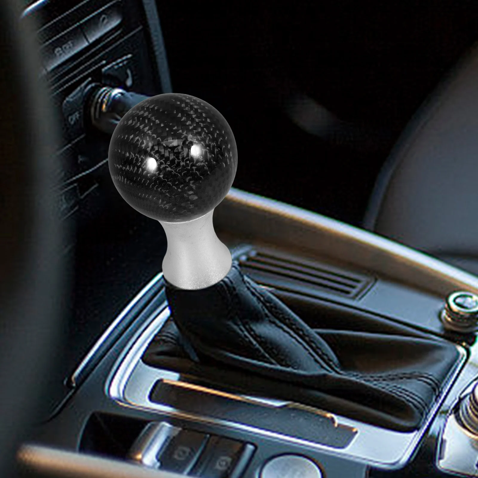 

Carbon Fiber Gear Shift Knob Aluminum Alloy Lightweight Durable Universal for Manual Automatic Car Shifter Replacement Upgrade