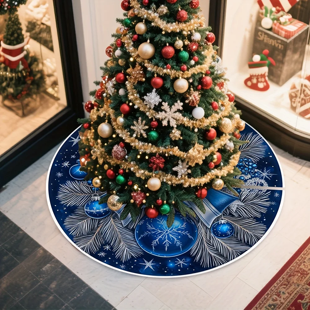 VIKAMA 2025 تنورة شجرة عيد الميلاد، تصميم السماء المرصعة بالنجوم ورجل الثلج، ديكور عطلة داخلي/خارجي لعيد الميلاد والهالوين