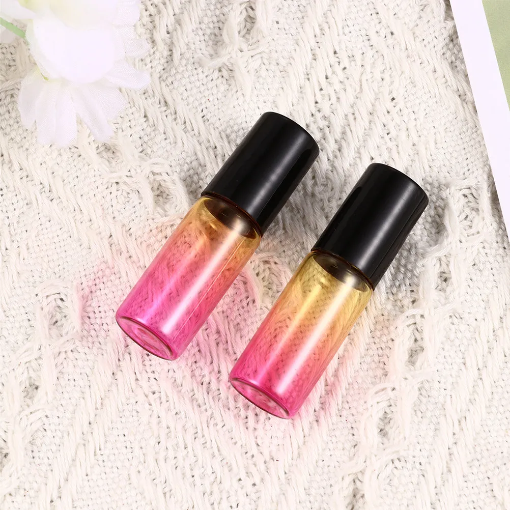 

5Pcs 5Ml Essential Oil Roller Bottles Gradient Design Glass Roll-on Bottles Leakproof Portable for Travel Face Body Care Perfume