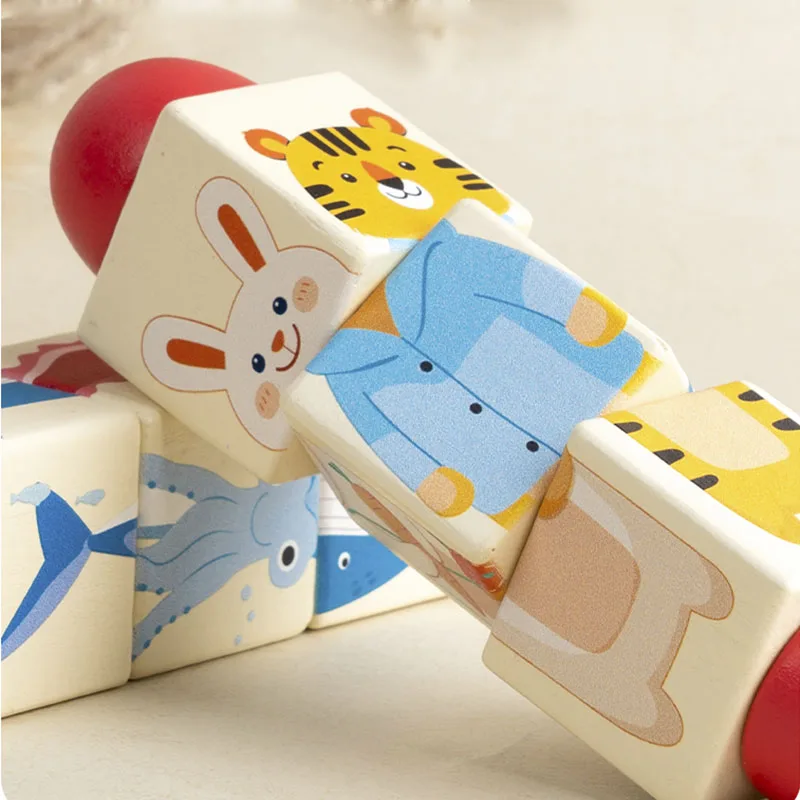 Wooden Forest Animals Marine Animals Rotating Puzzles Fine Motor Training Animal Cognition Matching Puzzle Educational Toys