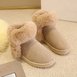 Women Warm Frosting Ankle Shoes 2024 Winter Fashion Plush Snow Boots Female Faux Fur Non-slip Footwear Indoor Outdoor Flat Boots