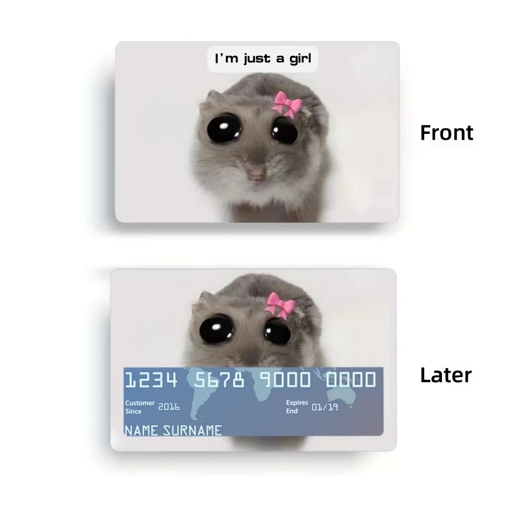 Funny Sad Crying Hamster Meme Anime PVC Sticker Film Skin Cover for Credit Card Debit Bank Card Front Christmas Gift wholesale