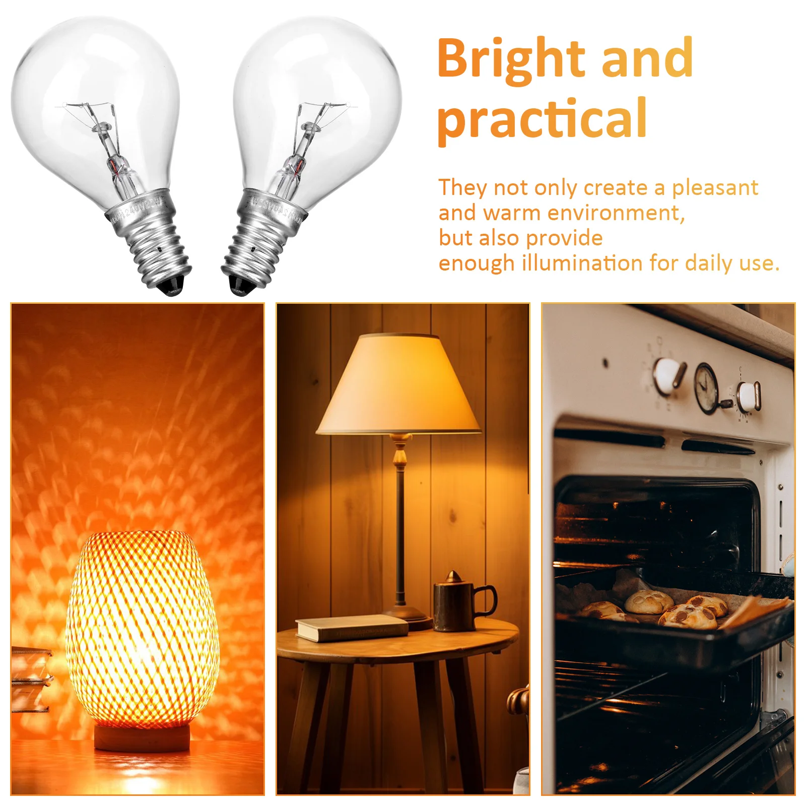 

2 pcs E14 Screw Bulbs 25W Transparent Glass Warm Light Lamp For Chandelier Wall Sconce Wax Warmer Aroma Lamp Decorative Indoor