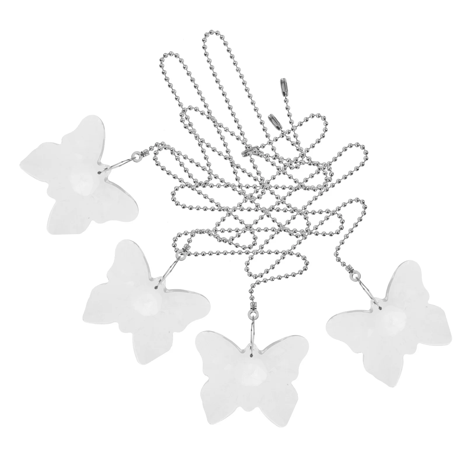 

4Pcs Crystal Fan Pull Chain Extension Butterfly Pendant Sun Catcher Ornament for Ceiling Light Lamp Cord Decoration Indoor Use