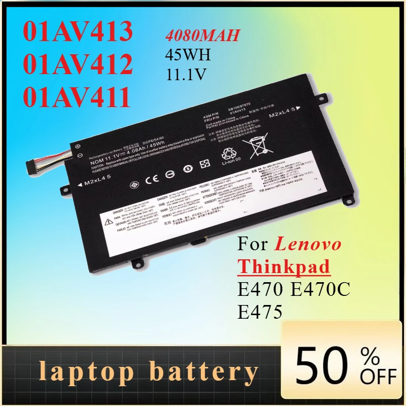 

Аккумулятор для ноутбука 45Wh 01AV413 4000mAh для Lenovo Thinkpad E470 E470C E475, совместимый с 01AV411 01AV412, быстрая доставка, высокое качество