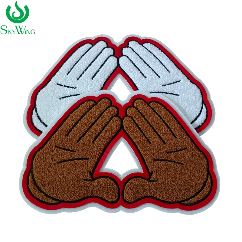 

11 Inch Delta Sigma Theta Sorority Hand Sign Throw Your Mids Up Chenille Iron on Towel Patches for Clothing