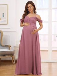 Ever-Pretty Women's V Neck Short Sleeves Spaghetti Staps Ruched Maternity Formal Party Dress