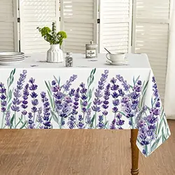 Spring and Summer Tablecloths Easter Watercolor Lavender Floral Tablecloths Suitable for Wedding Parties Dinners Kitchen Decor