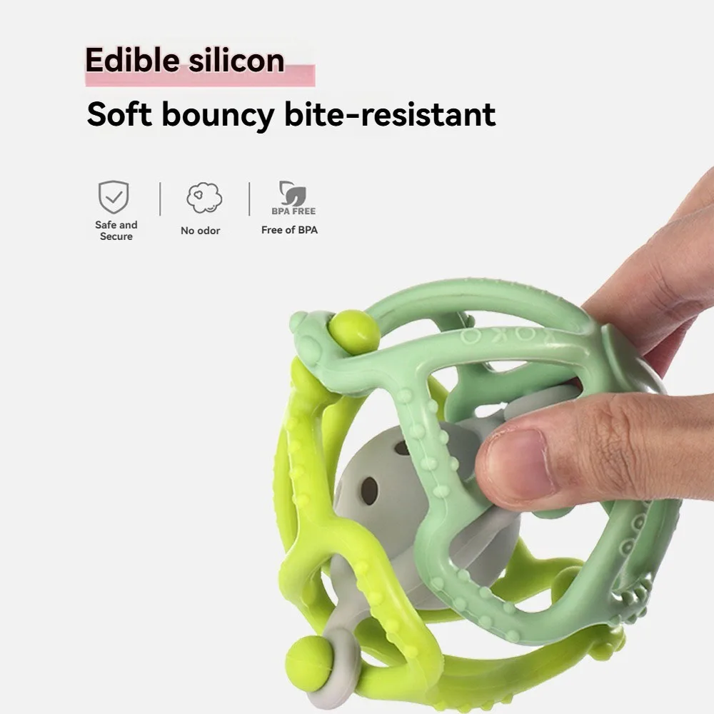 لعبة عضاضة للأطفال أثناء السفر، كرة إمساك من السيليكون خفيفة الوزن، عربة أطفال/مقعد سيارة، هدية تطوير حسية أثناء التنقل #3