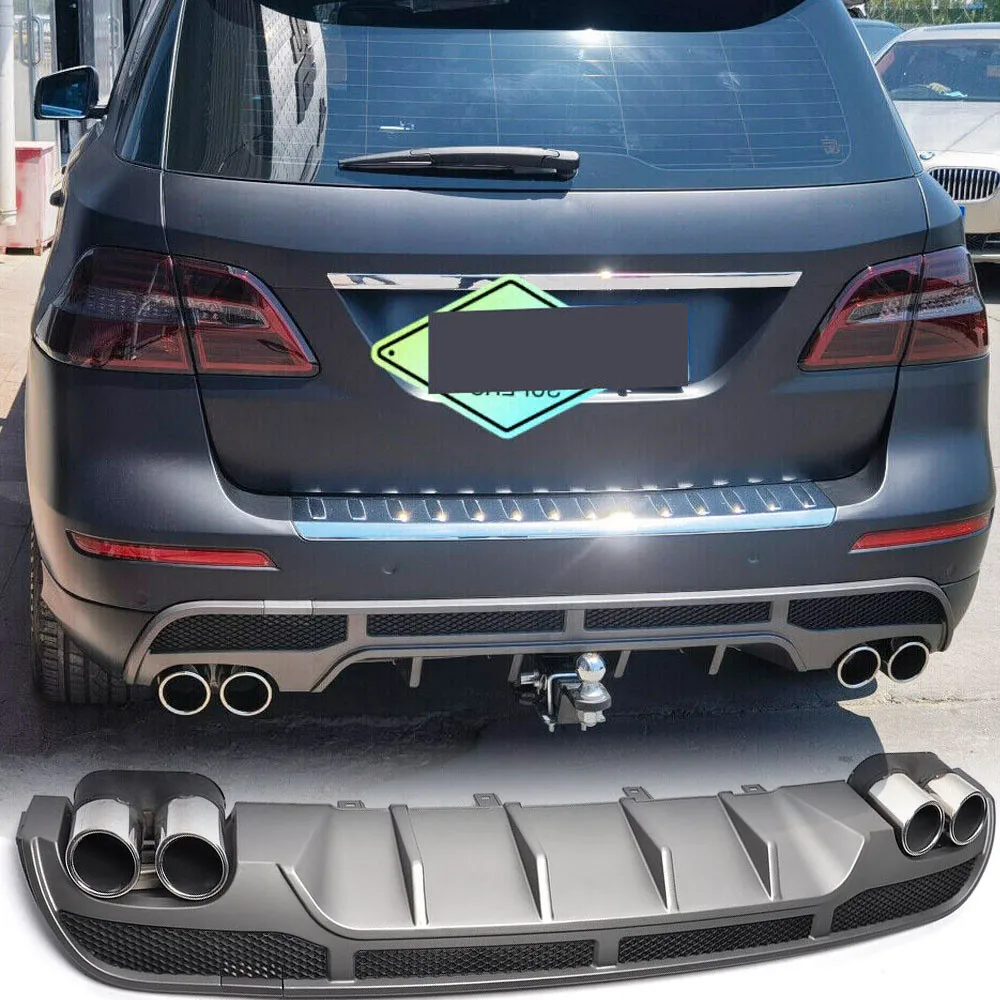 

For Mercedes Benz W166 ML350 ML550 2011-15 Rear Bumper Diffuser Lip W/ Pipe Tips Exhaust Car Accessories