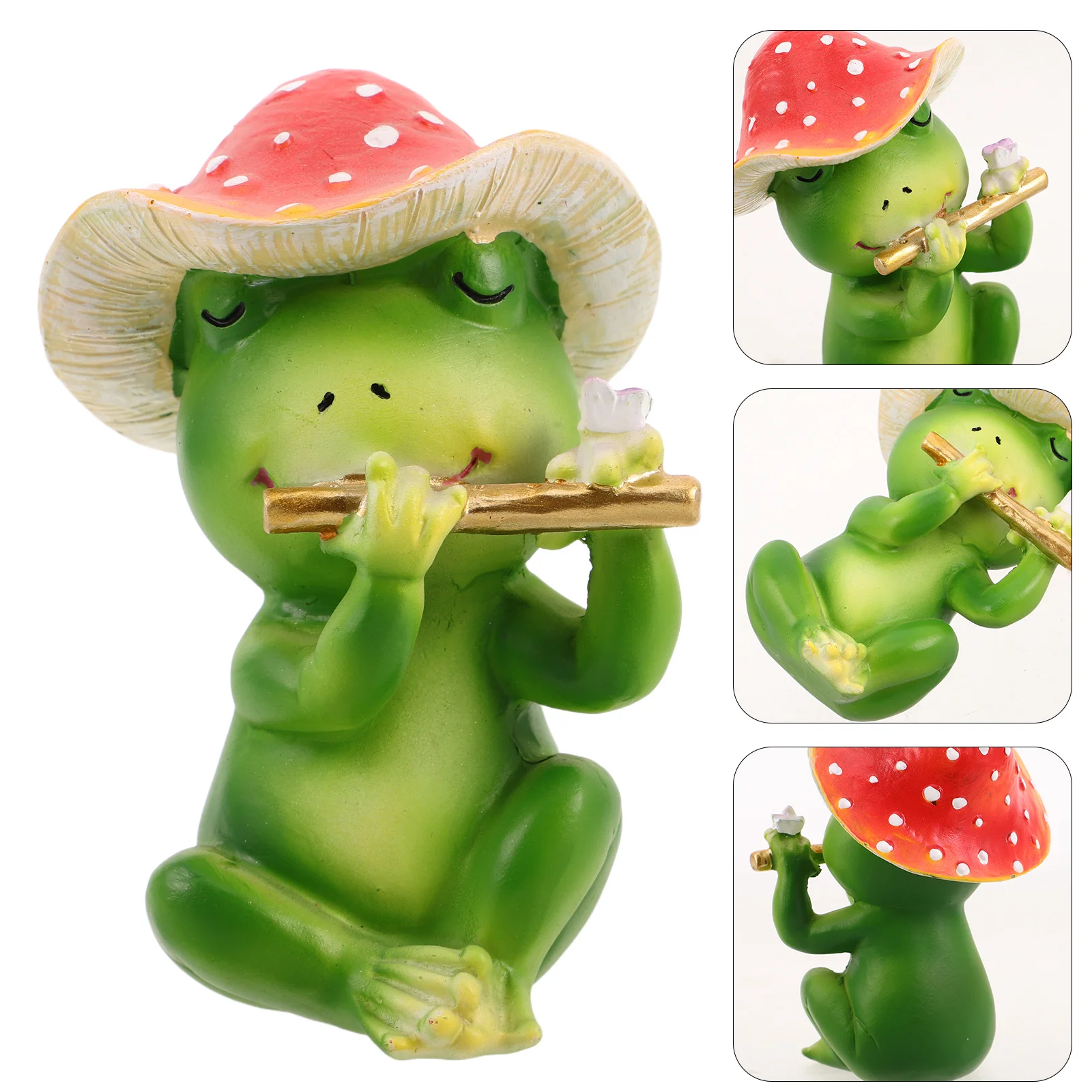 

Resin Frog Statue Mushroom Hat Garden Yard Patio Lawn Outdoor Indoor Decor Lifelike Realistic Waterproof Crackresistant