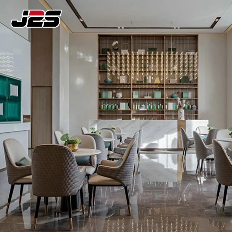 

Luxury Modern Hotel Coffee Shop Furniture Restaurant Chair Brown Grey Fabric Restaurant Restaurant Chair