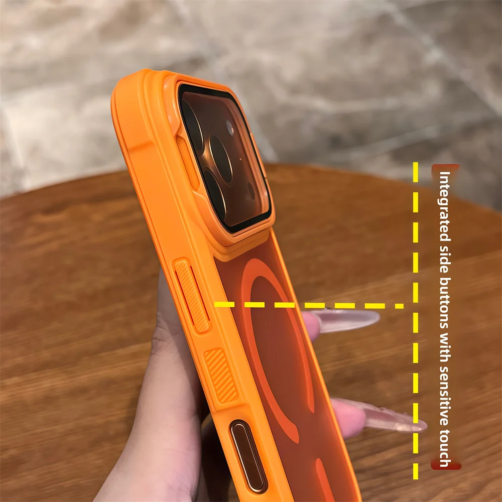 Vollständiger Linsen-Flip-Ständer für Magsafe Armor Magnetische Handyhülle für iPhone 18 17 16 15 14 13 12 Pro Max Kabelloses Laden Matte Abdeckung – Detail 6