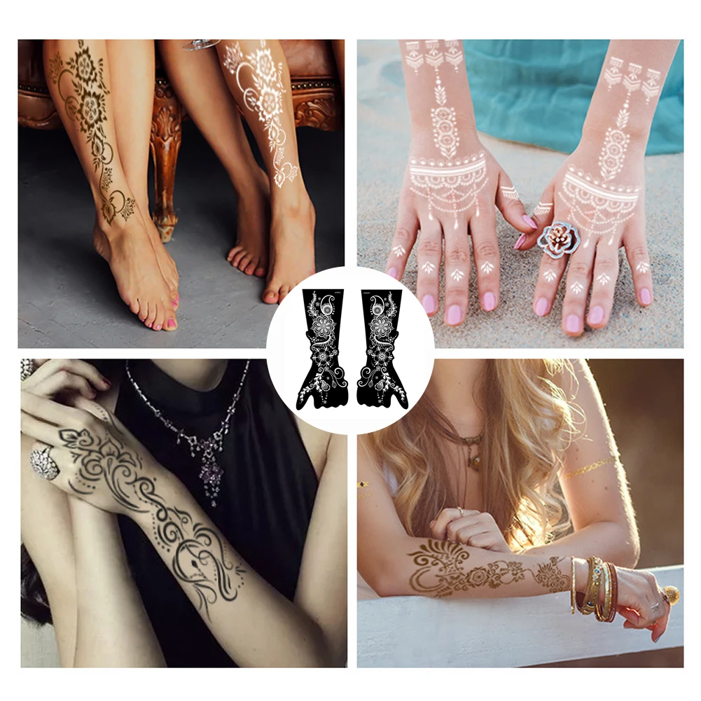 Tattoo Stencil Template Indian Henna Tattoo Stencil Rose Lace Flower Women DIY Body Legs Arm Art Airbrush Painting Mandala