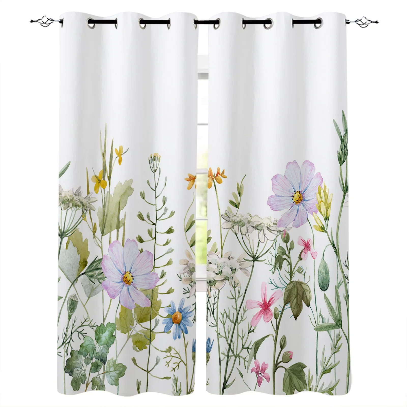 Spring Flower Vanilla Wildflower Window Curtains for Living Room Bedroom Kitchen Modern Curtains Home Decoration Drapes Blinds