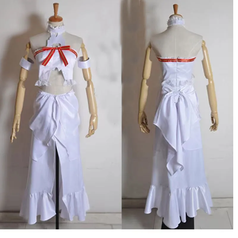 

Anime cos SAO Sword Yuuki Asuna white Dress Cosplay Costume Custom made