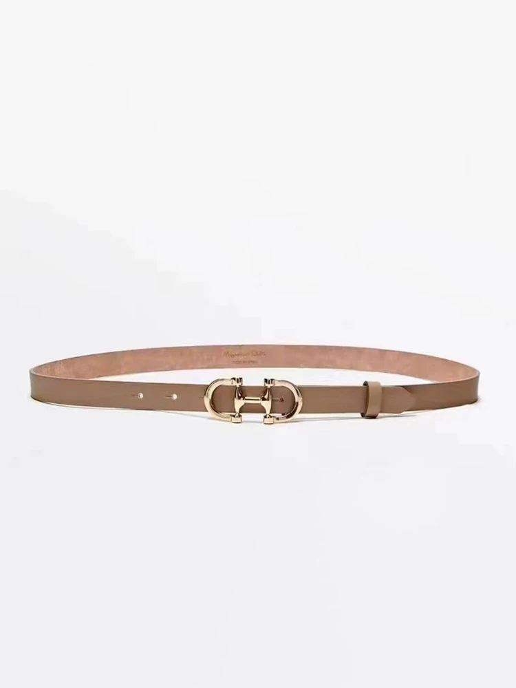 Genuine leather Thin Belt Women\'s Fashion Casual Accessories Luxury Design Girdle Korean Corset Adjustable Metal Buckle