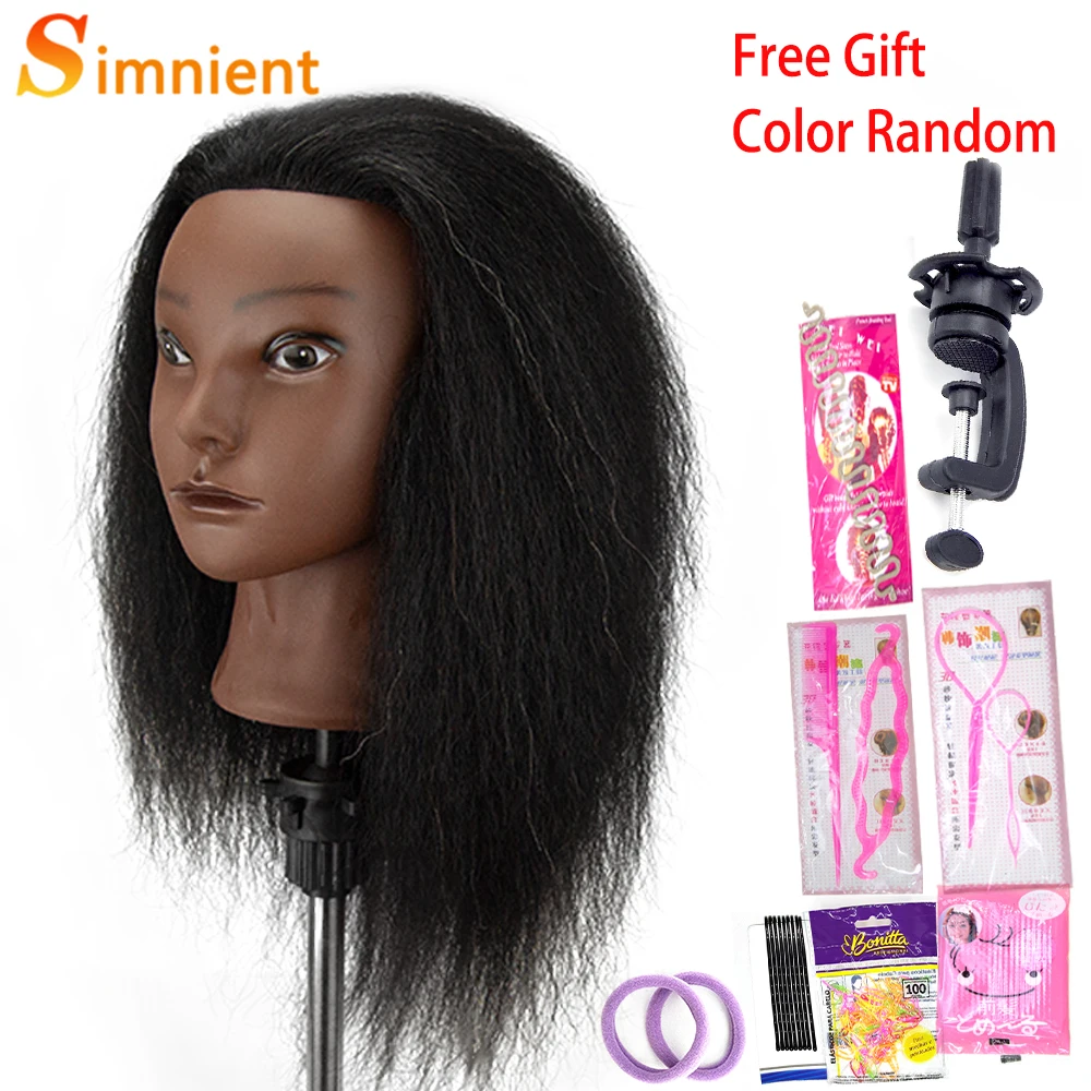Afro Mannequin Hoofden voor Vlechten Maniquí Haar Poppen Echte Menselijke Training Kapper Model Natuurlijke vrouwen Kappers Kit Pruiken