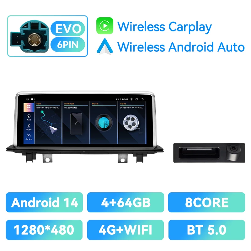 Draadloze CarPlay 1920*720 IPS Touch Autoradio Speler Voor BMW X1 F48 X2 F39 EVO 2018-2021 Android 14 Multimedia DSP GPS 4G Wifi