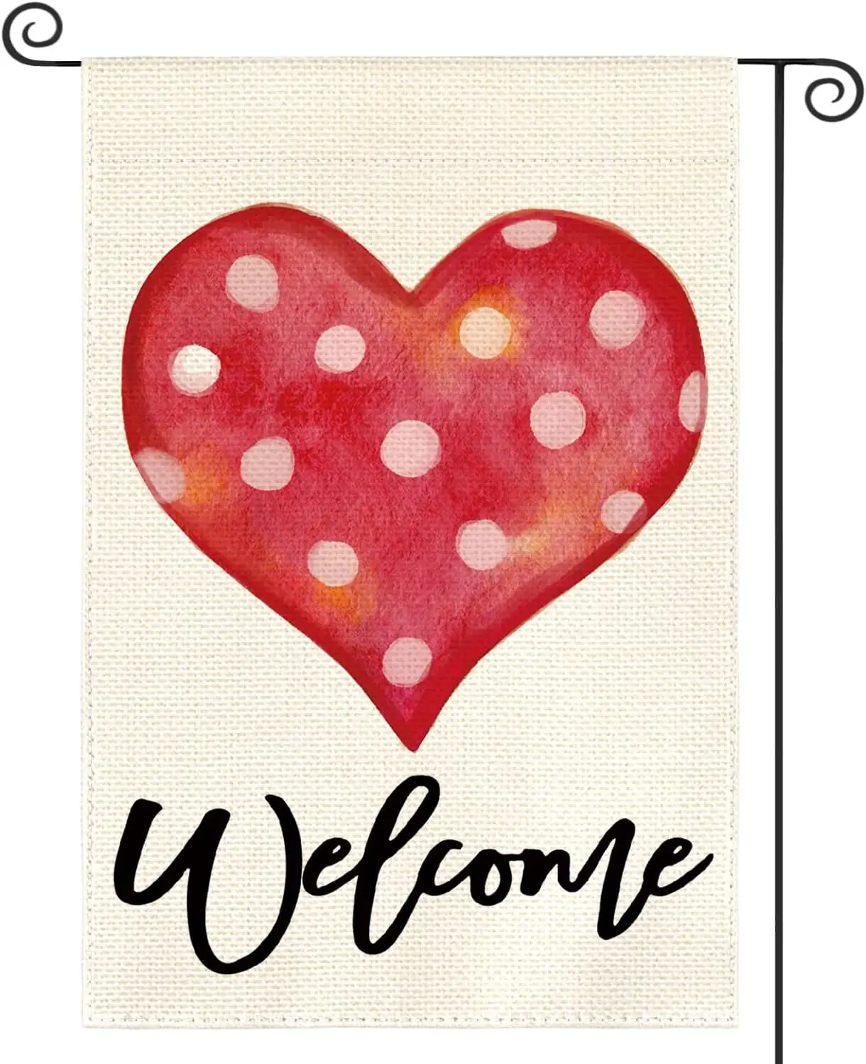 

AVOIN colorlife Welcome Love Heart Valentine's Day Garden Flag 12x18 Inch Outside Double Sided, Anniversary Wedding Yard Out