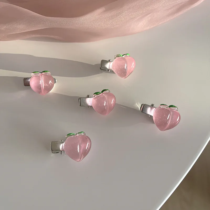 New Small Bow Hairpins Cute peach rose headwear hair accessories Girl side bangs clip sweet Hair Clips headdress Jewelry