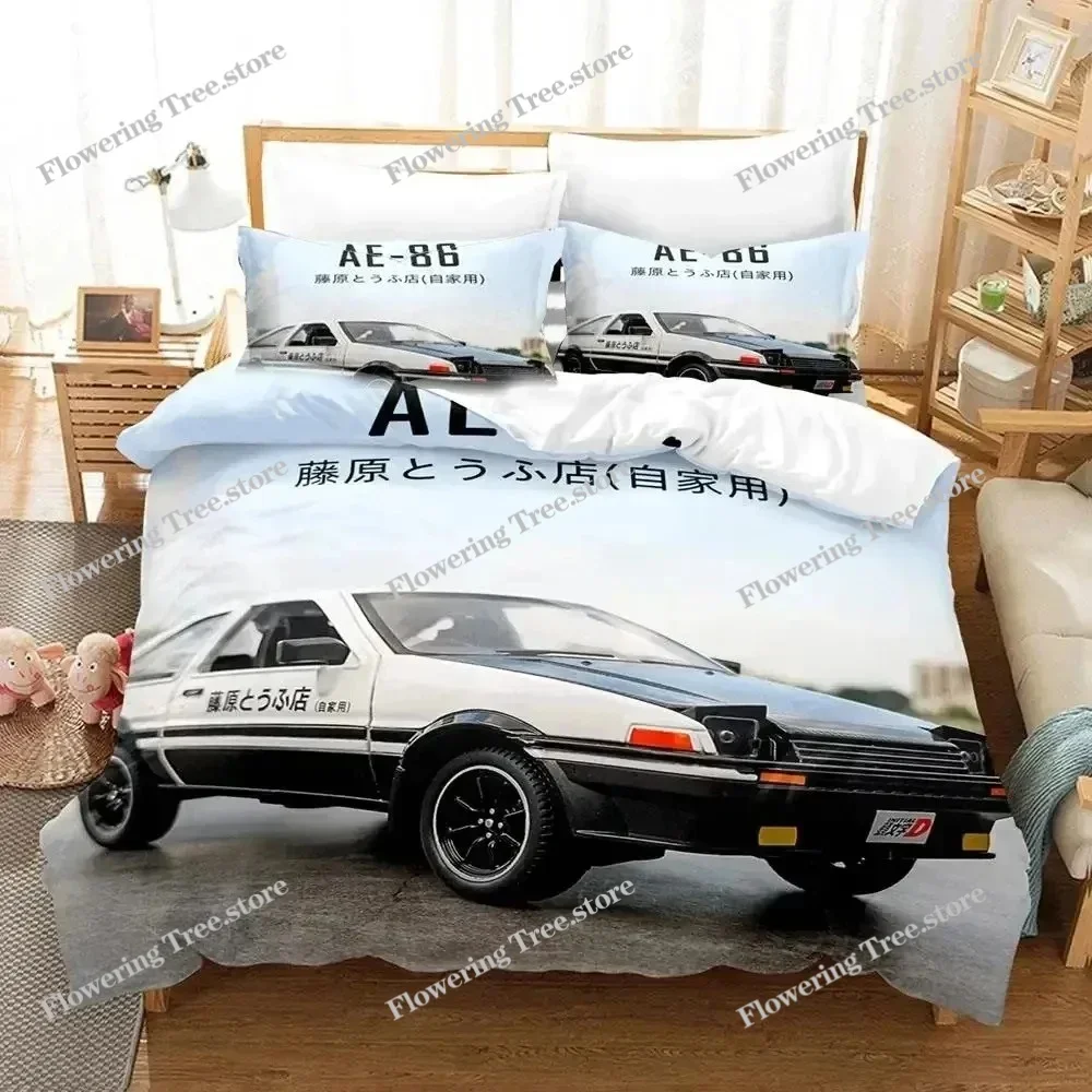 

3D Print Initial D AE86 Bedding Set Duvet Cover Bed Set Quilt Cover Pillowcase Comforter king Queen Size Boys Adult Bedding Set