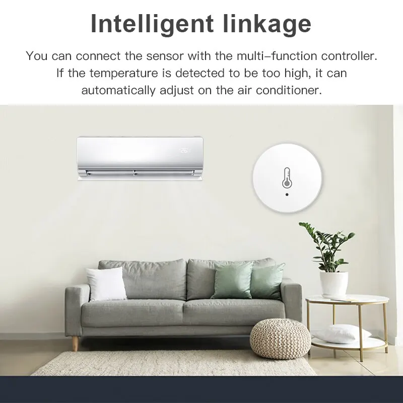 Tuya ZigBee Mini sensore di temperatura e umidità rilevatore di umidità per interni funziona con Alexa Google Home Voice App Control