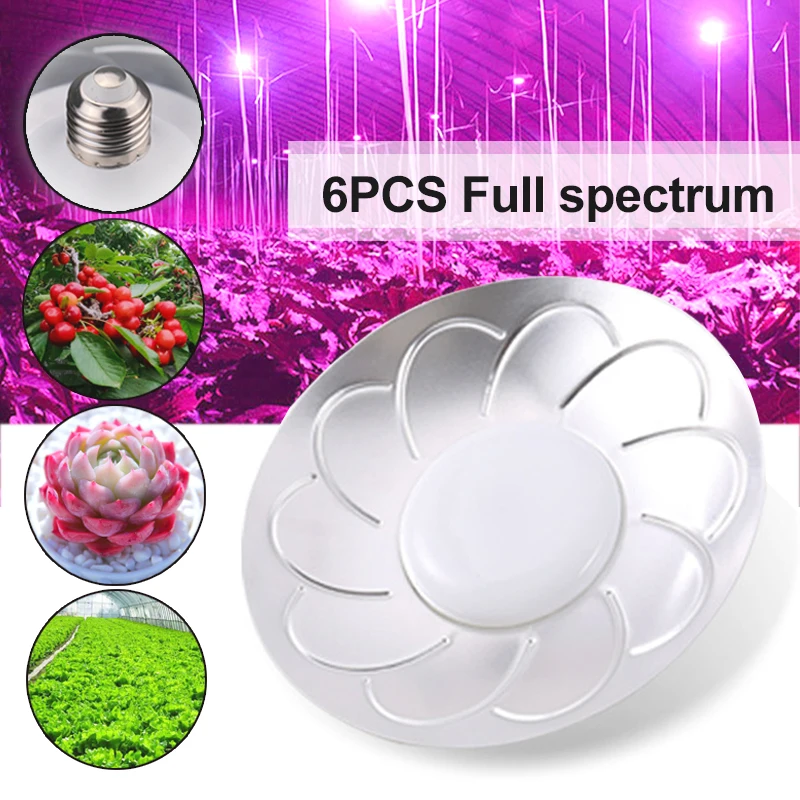 

6pcs 50W Grow Light Bulb E27 Full Spectrum 380-780nm Greenhouse Vegetable Fruit Succulent Flower Plant Fill light 220V