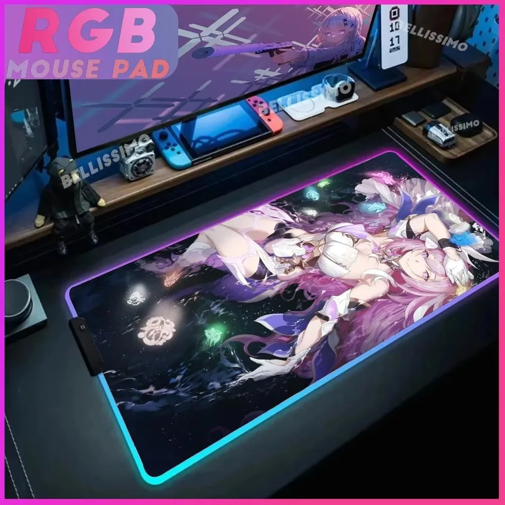 

Elysia Mouse Pad RGB Large Cool Mause Pad Gaming Accessories Luminous Desk Mat Backlit E-sports Keyboard Mat Boyfriend Gift