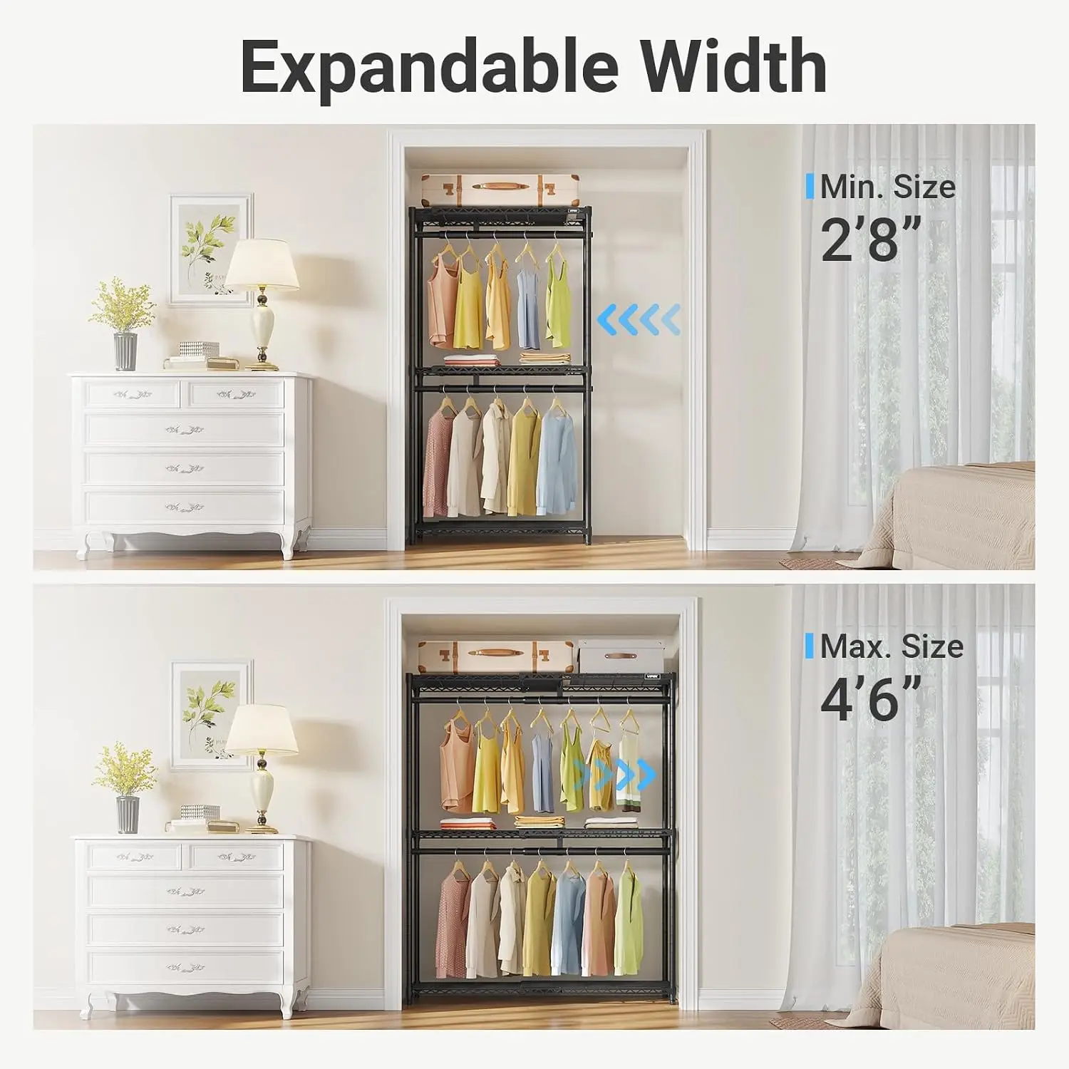 Expandable Heavy Duty Clothes Rack Garment Organizer Storage Stand, Customized