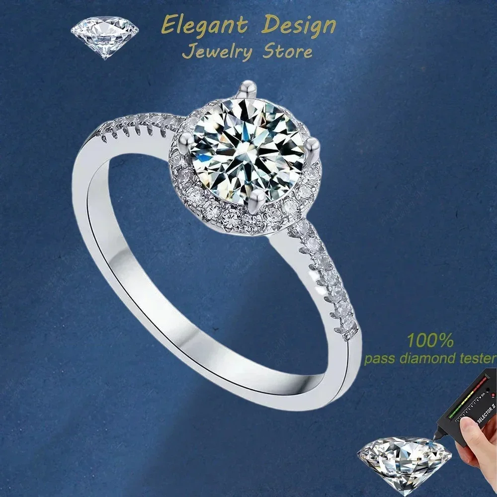 

Elegant Design Circular PT950 Platinum Ring Gift, VVS1 2 Ct Moissanite Simple Womens Ring for Girlfriend Wife Designer Jewelry