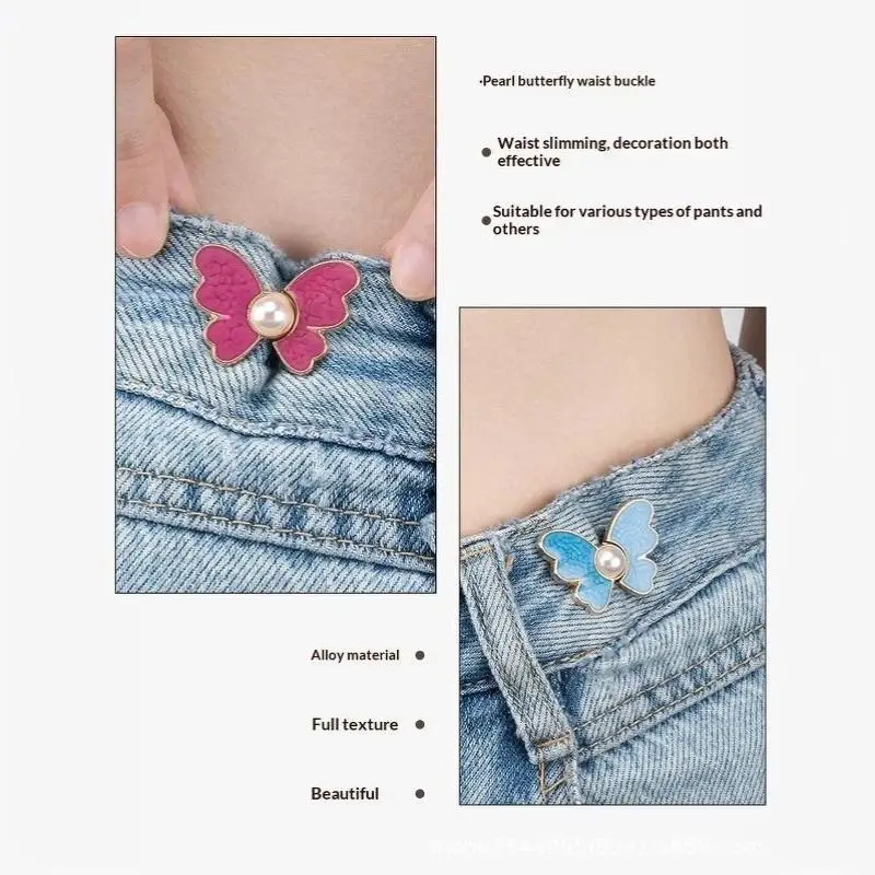 Perlen-Schmetterling Verstellbarer Hosen-Taillenversteller Jeans-Legierungsknopf Kein Nähen Erforderlich Einfach zu Installierende Zubehörstifte Knöpfe – Detail 9