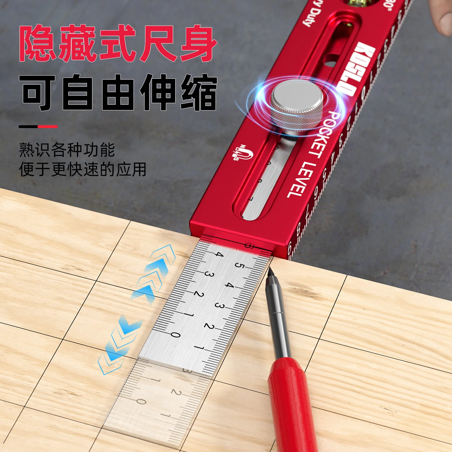 Multifunctional Positioning Ruler Portable Depth Measuring Ruler Foldable Angle Ruler 90 Degree 45 Degree Woodworking