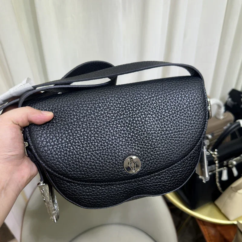 

Genuine Leather Crossbody Saddle Bag for Women Versatile Single Shoulder Advanced Feeling Niche Fashion New Model 2024