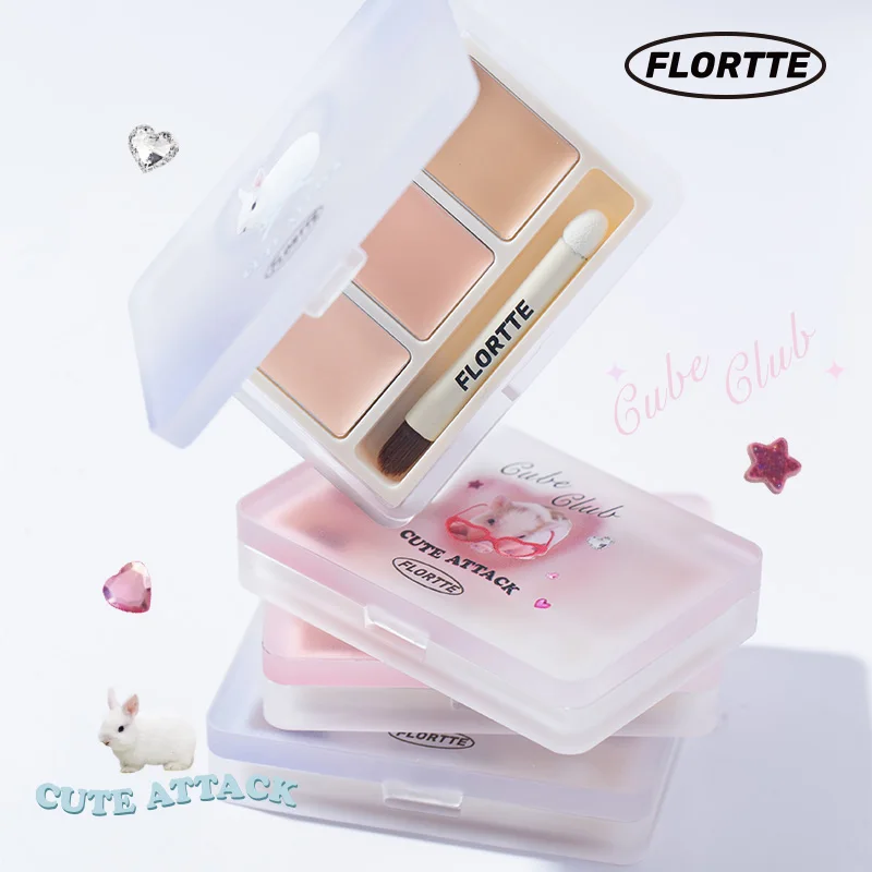 

Палитра консилеров FLORTTE 3-в-1, легкая, дышащая, подходит для новичков, выравнивает тон кожи