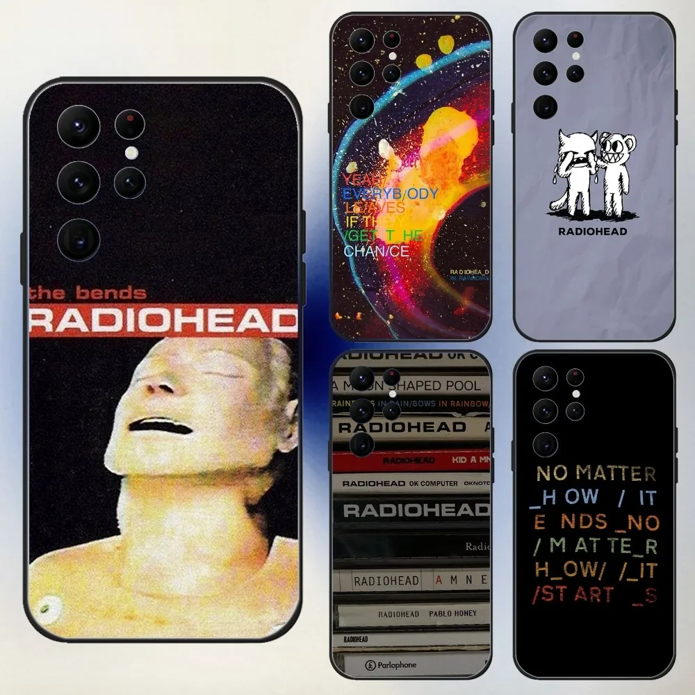 

R-Radiohead Band Rainbow Phone Case For Samsung S24,23,22,30,21,10,9,Ultra,Plus,Lite,FE,5G Black Soft Case