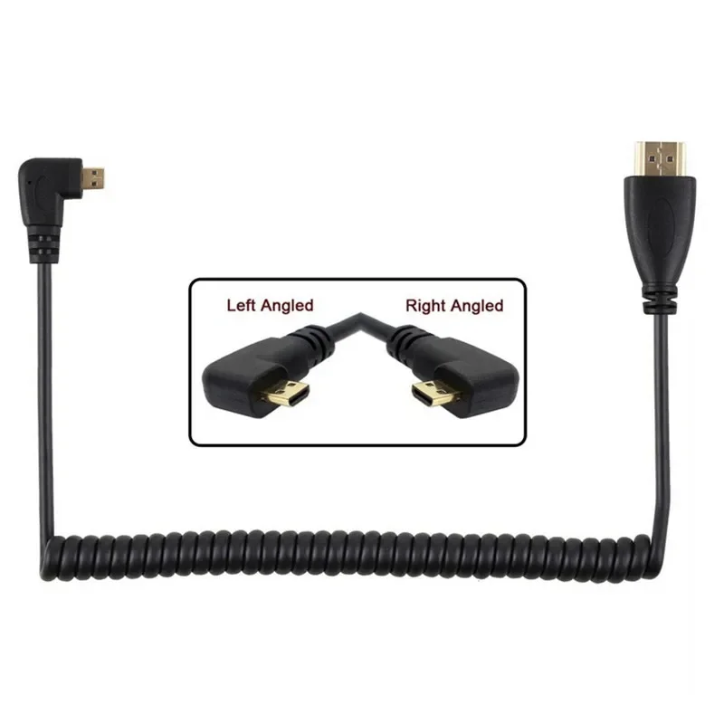 for Cell Phone & Tablet & Camera Left & Right Angled 90 Degree Micro HDMI-compatible to HDMI-compatible Male HDTV Cable