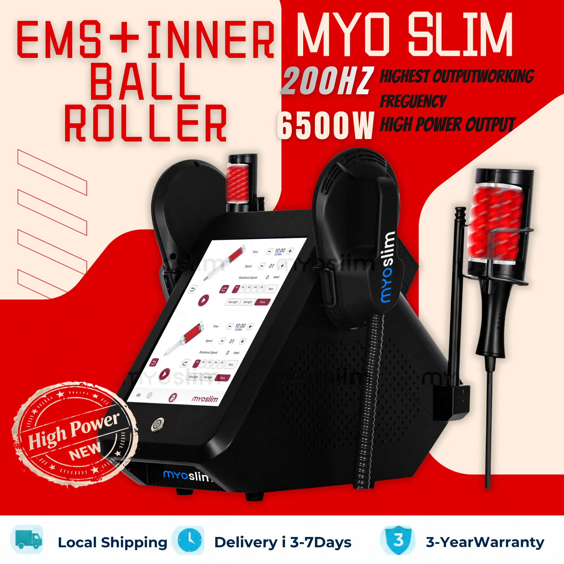 MYOSLIM 2 In 1 EMS Inner Ball Roller Machine Body Sculpting Slimming Device Spa Salons Muscle Building Fat Loss Beauty Equipment