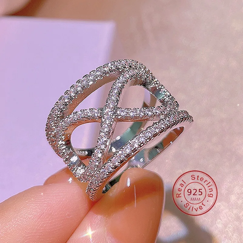 High Quality S925 Sterling Silver Infinity Ring Endless Love Symbol Fashion Wide Rings for Women with 925 Stamp Wedding Ring