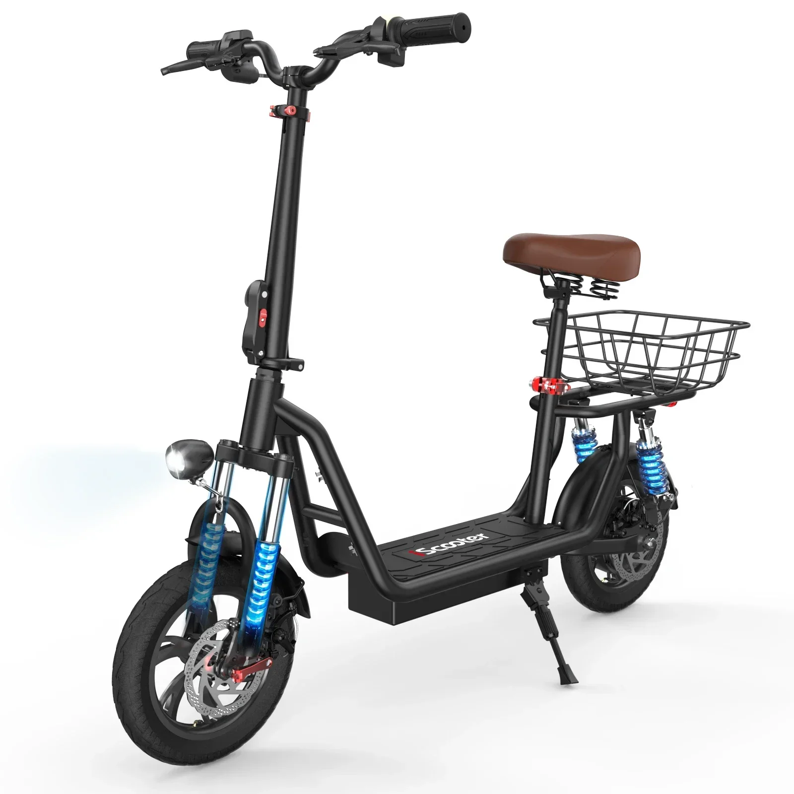 iScooter i12 12inch Electric Scooter 500W 25KM/H Folding Lightweight Adult Scooter 35KM Max Range Scooters with Seat and Basket