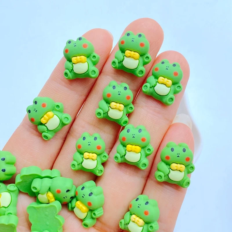 20Pcs New Cute Resin 12*13mm Mini Cartoon Frog Series Flat back Ornament Jewelry Making Hairwear Manicure Accessories