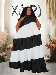 Plus Size Maxi Dresses for Women Long Dress Big Around Hem Summer Floor-length Dress with Halter Neck Sexy Dress for Evening