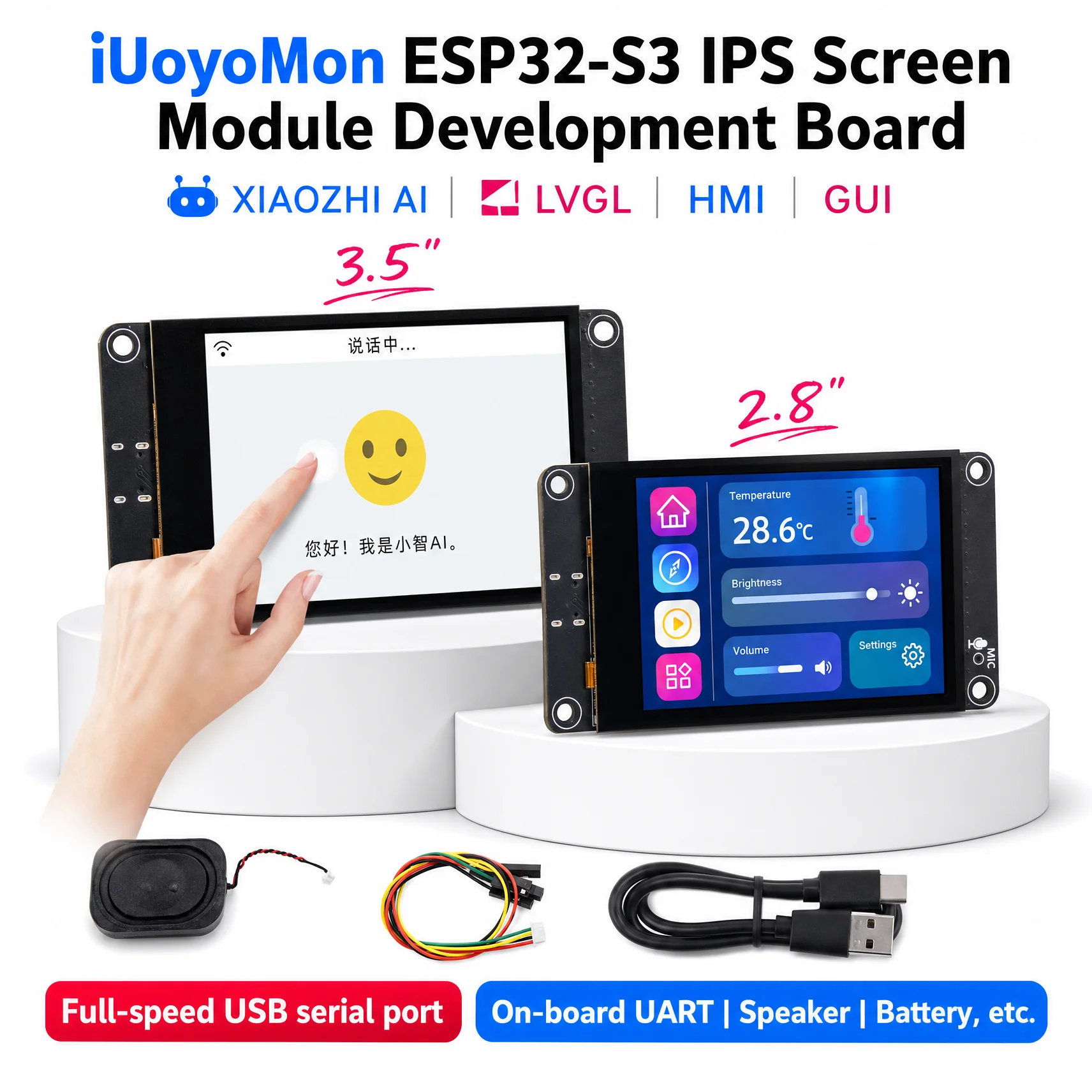ESP32S3 8M PSRAM 16M FLASH 2.8/3.5 inch IPS 240*320 LCD Display Module Touch WIFI Bluetooth Xiaozhi